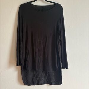 COS Sz M Black High Low Silk Back Long Sleeves Relaxed Blouse